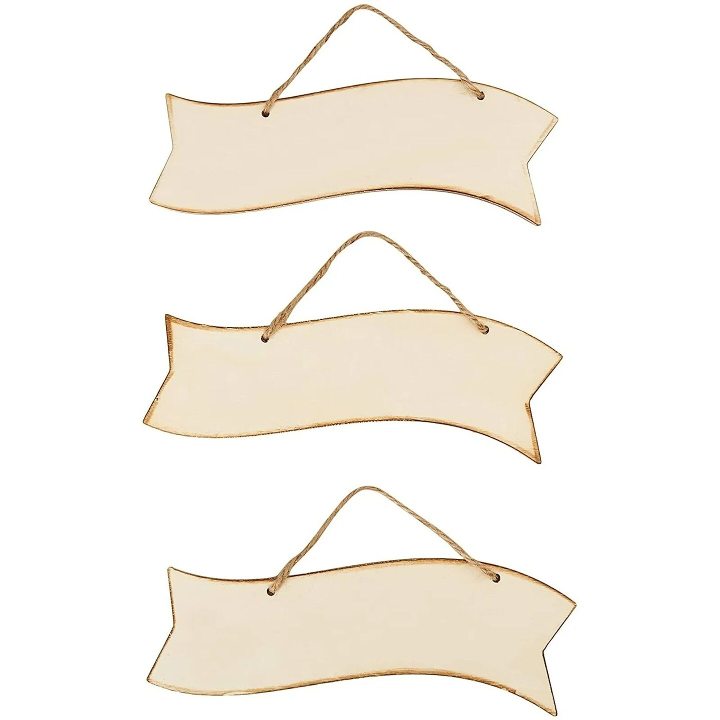 Unfinished Blank Hanging Wood Plaque Sign for Crafts (3 Pack)