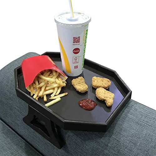 Sofa Arm Clip Table, Armrest Tray Table, Drinks/Remote Control/Snacks Holder … (Cherry Brown)