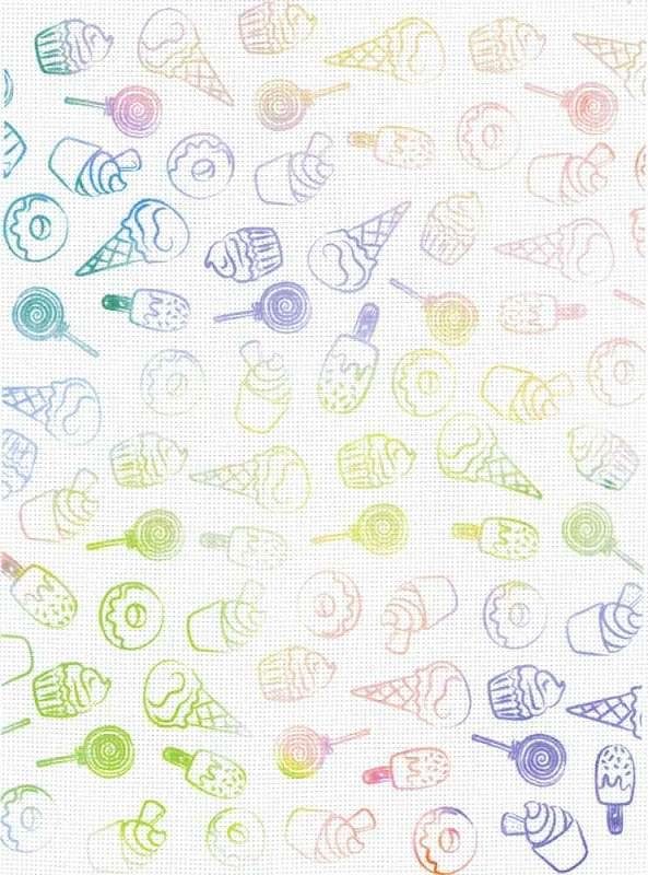Designer Printed AIDA Canvas 14ct Ice Cream and Sweets