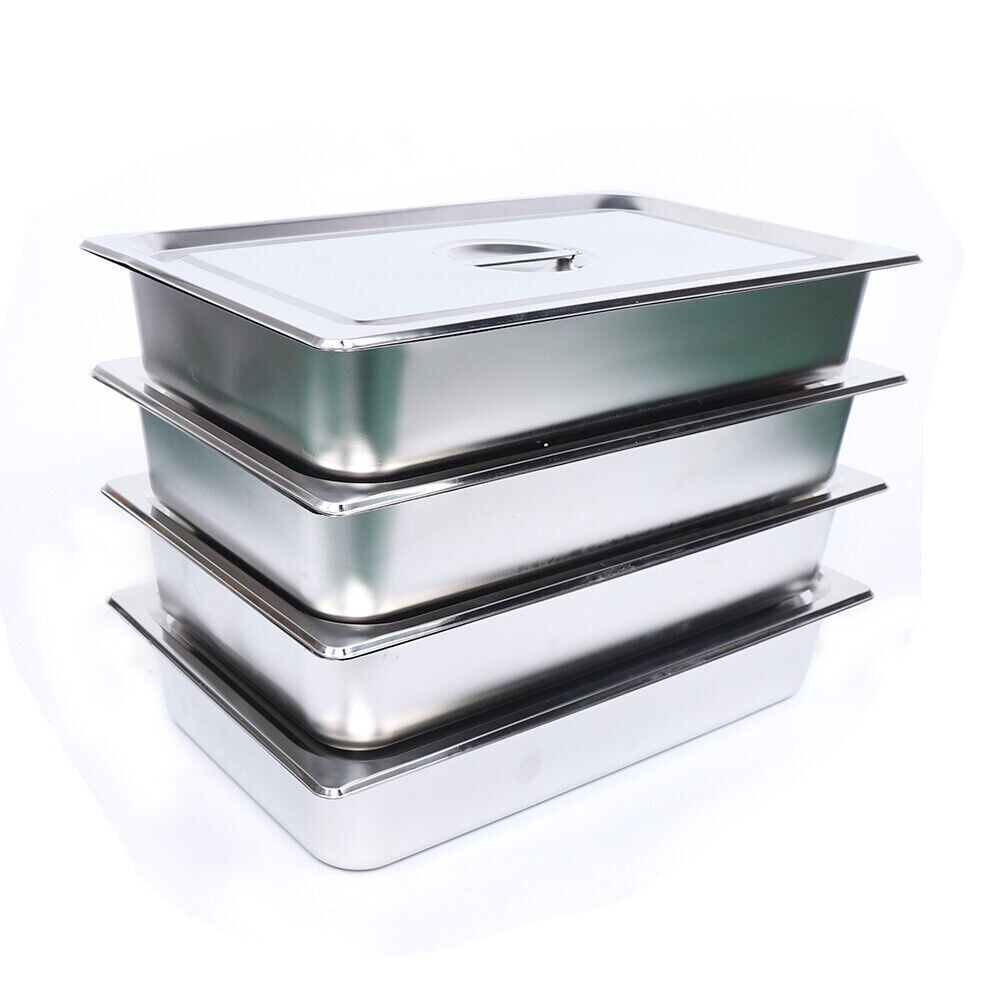 Kitcheniva 4 Pack Stainless Steel Food Pan With Lid