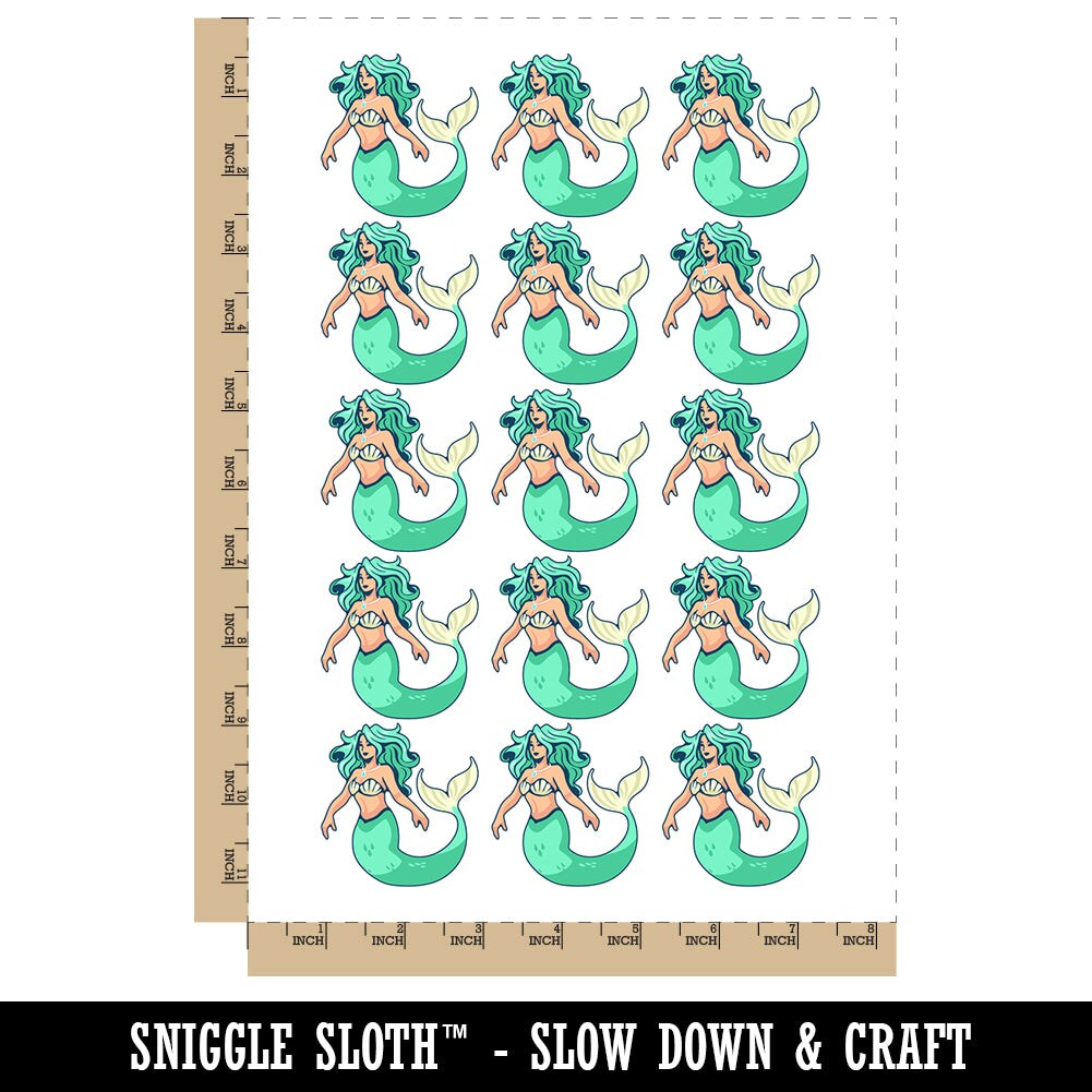 Beautiful Mythological Mermaid Temporary Tattoo Water Resistant Fake Body Art Set Collection (1 Sheet)