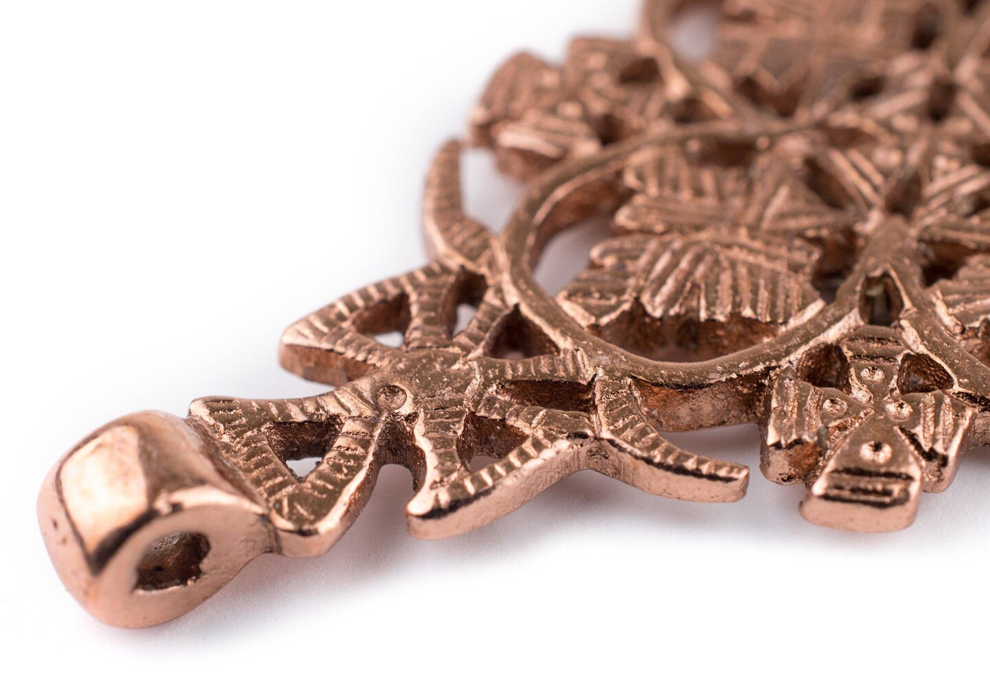 Adama Copper Coptic Cross Pendant (45x85mm): Authentic Ethiopian East African Design for Jewelry & Necklace Making