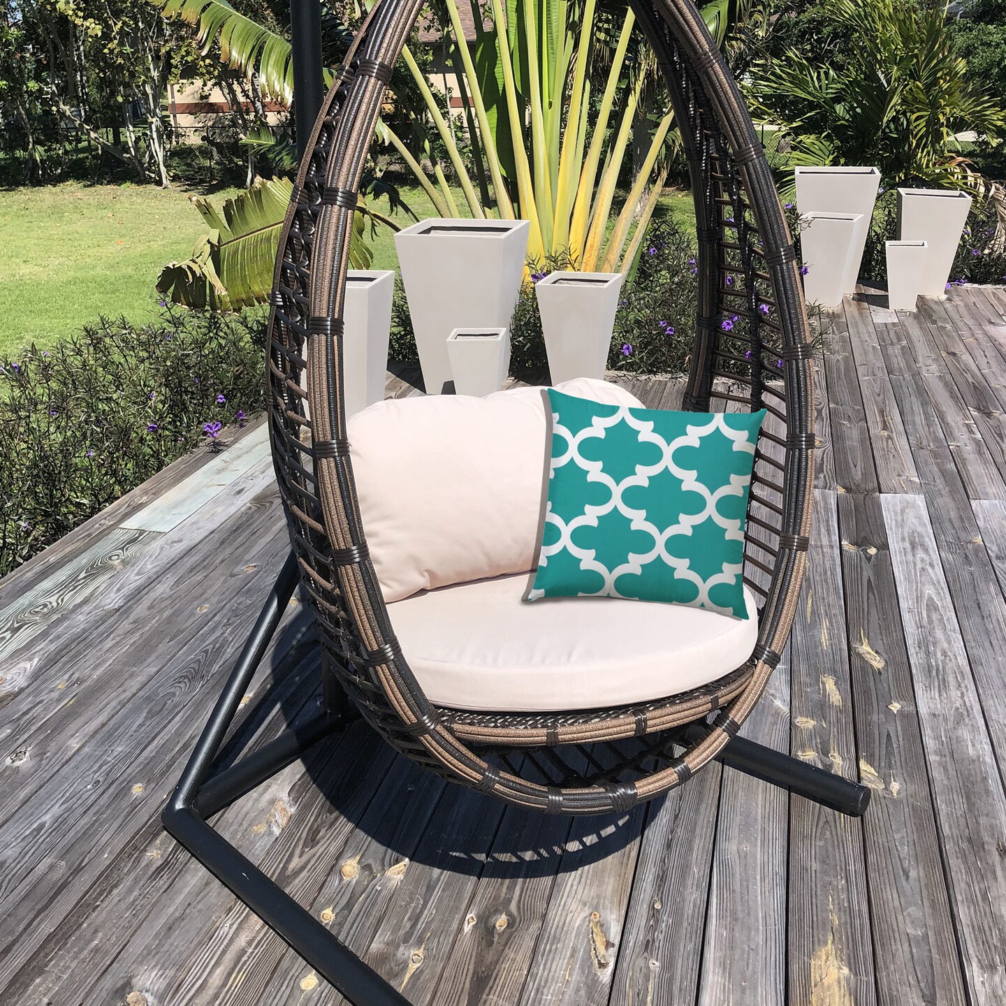 FLANNIGAN Turquoise Indoor-Outdoor Pillow - Sewn Closure