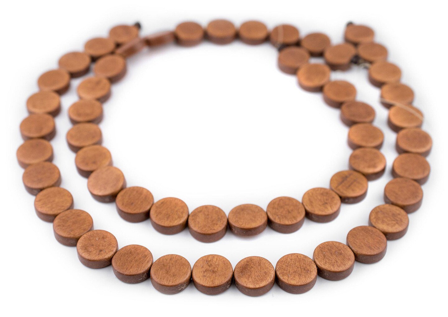 The Bead Chest Light Brown Circular Natural Wood Beads (15x15mm): Organic Eco-Friendly Wooden Bead Strand for DIY Jewelry, Crafts, Necklace and Bracelet Making
