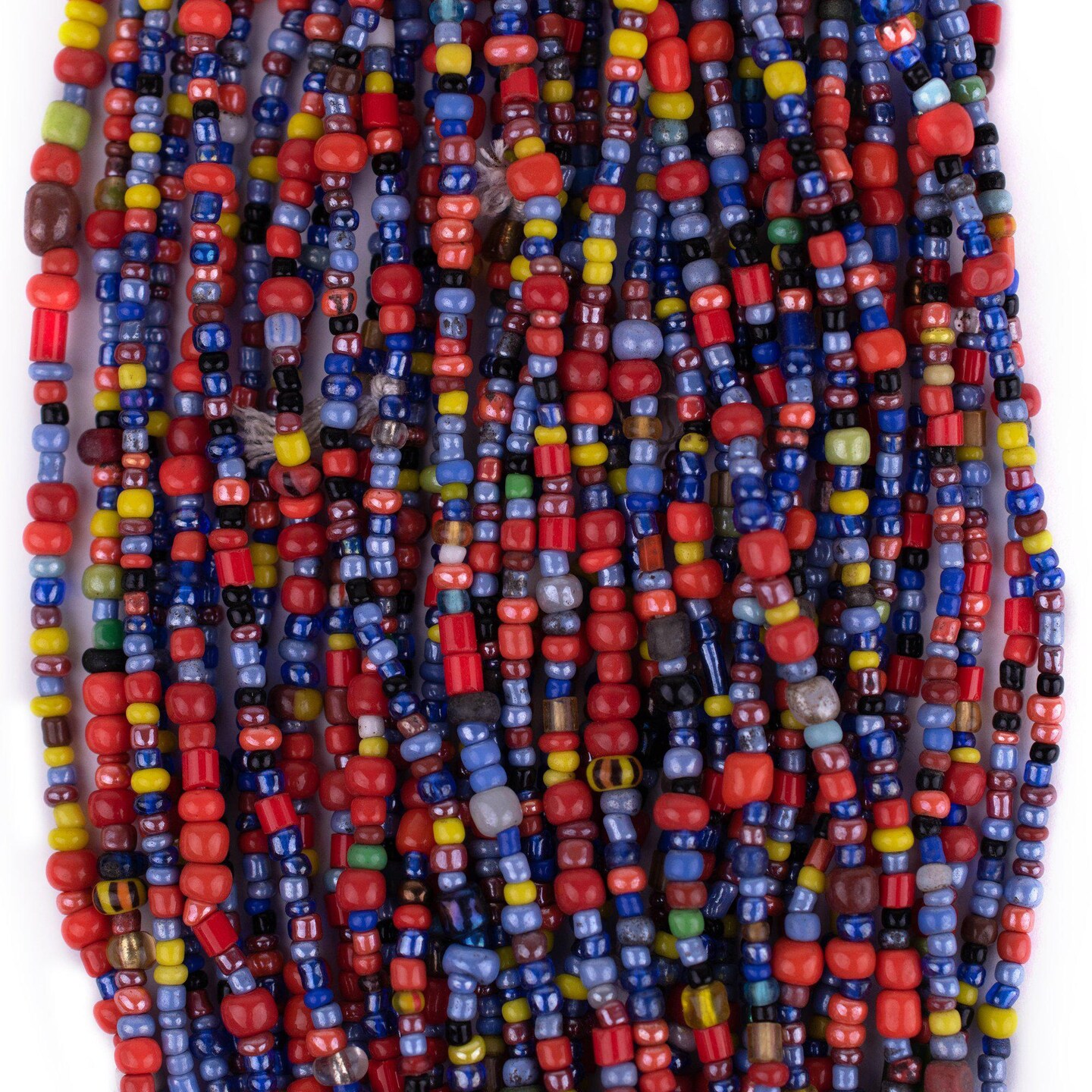 TheBeadChest Small Christmas Beads Rainbow Medley 3mm Ghana African Multicolor Seed Glass 40 Inch Strand Handmade