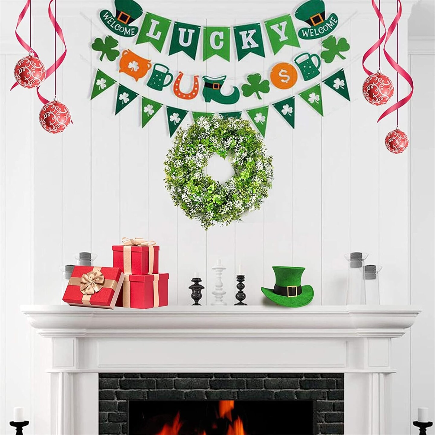 St Patrick&#x27;s Day Artificial Clover Wreath