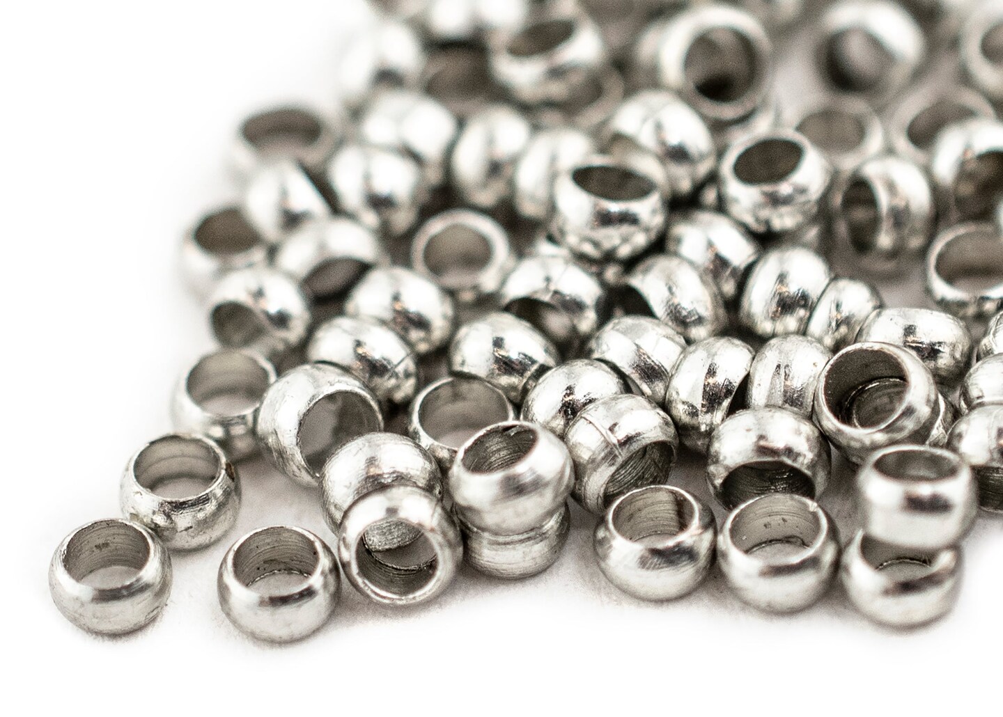 TheBeadChest Silver Round Crimp Beads (3mm, Set of 100)