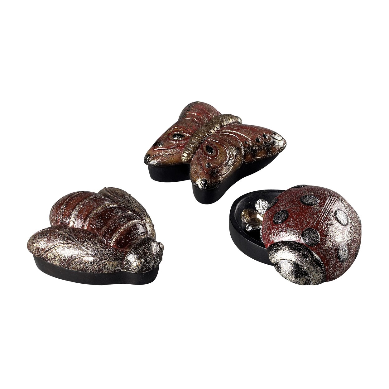 Metallic Bug Keepsake Boxes (Set Of 3)