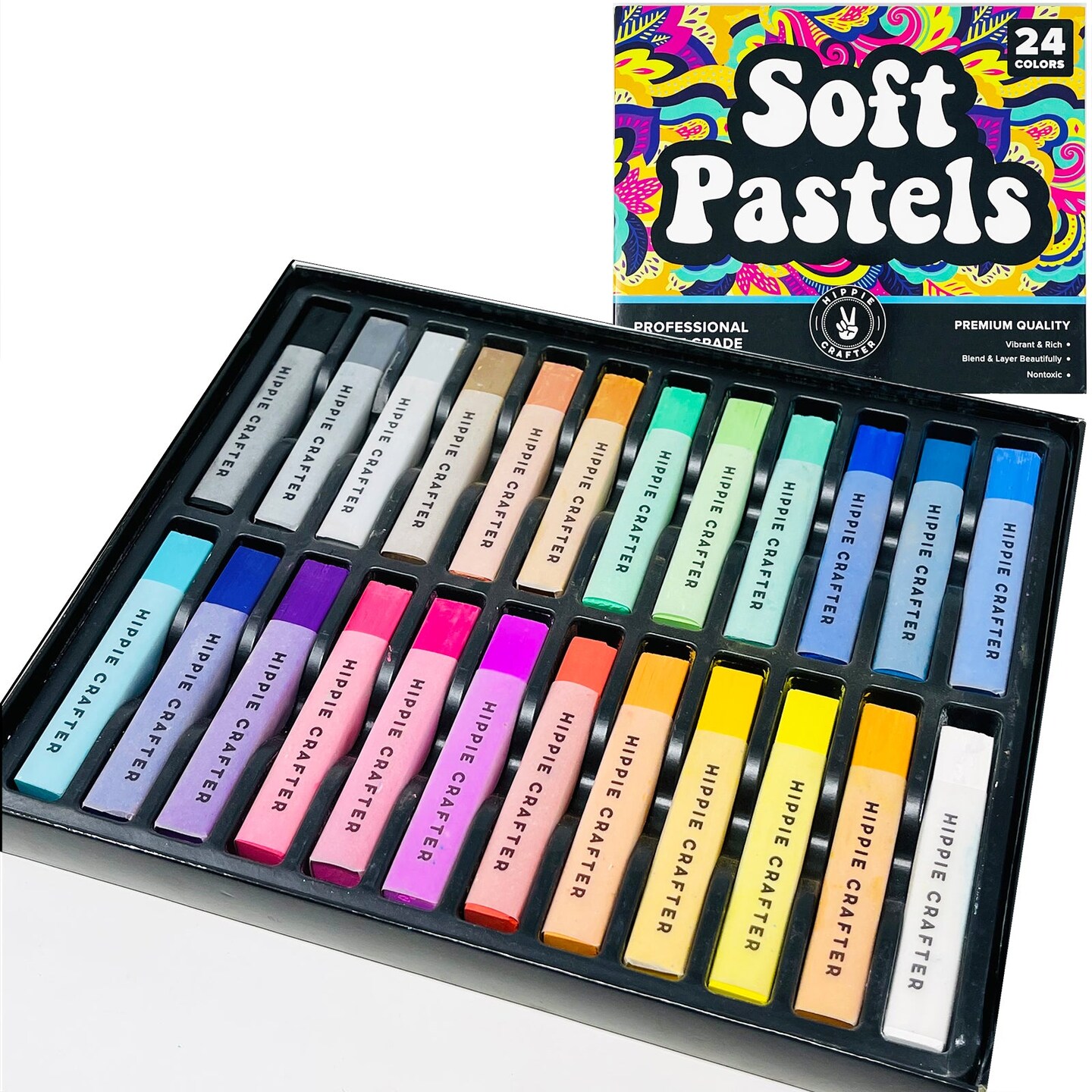 Soft Chalk Pastels Art Supplies Set of 24 Color Pastels for Artists Non Toxic Oil Free Soft Pastel Chalk for Colored Chalk Art Art Supplies for Adults Solid Colored