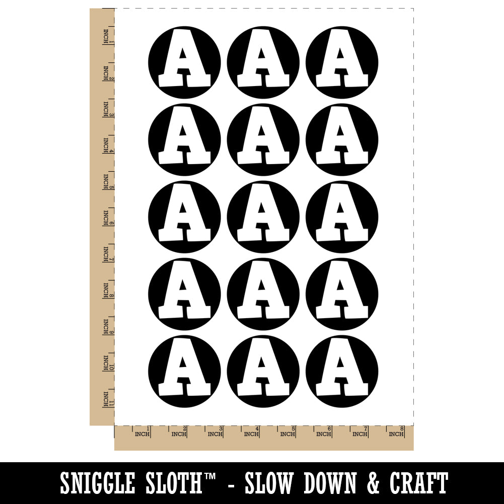 Letter A Uppercase Fun Bold Font Temporary Tattoo Water Resistant Fake Body Art Set Collection (1 Sheet)