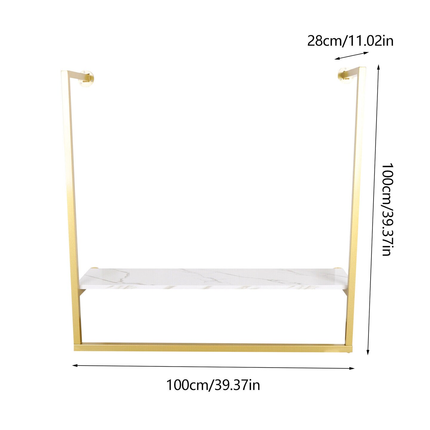 Kitcheniva Gold Metal U-Shaped Wall Mounted Clothing Display Rack