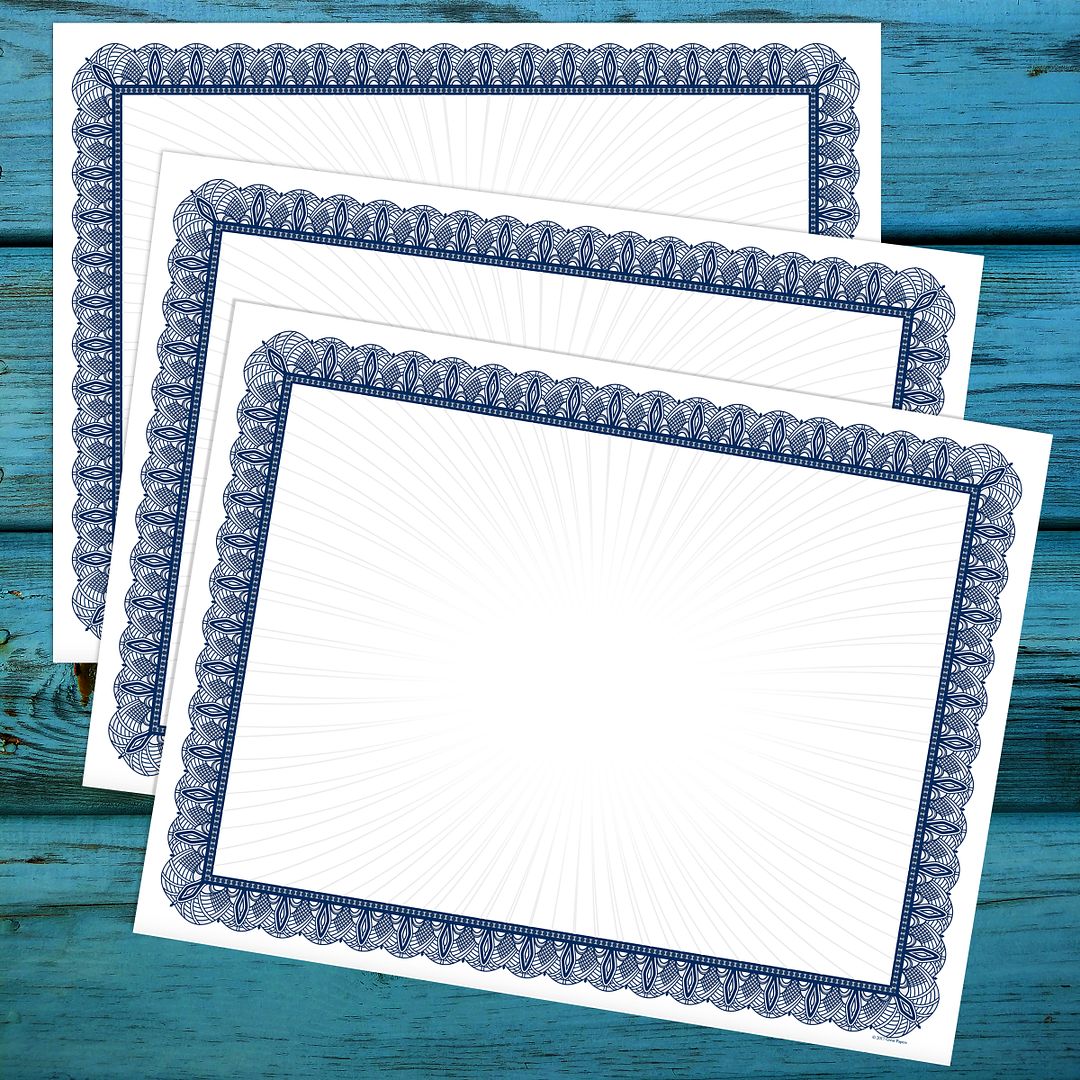 Great Papers! Value Certificate, Blue Border, 8.5&#x22; x 11&#x22;, Printer Compatible, 100 Count