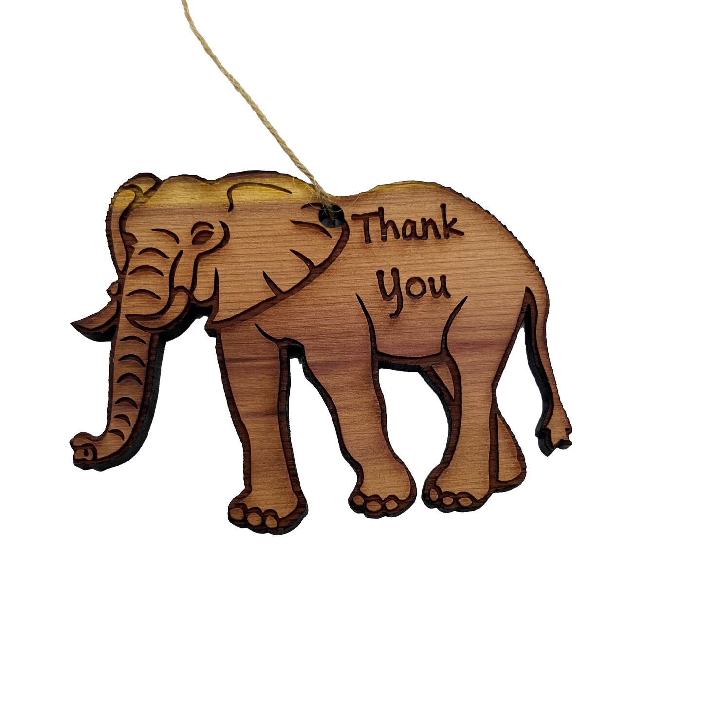 Elephant Thank You - Cedar Ornament Elephant Thank You - Cedar Ornament