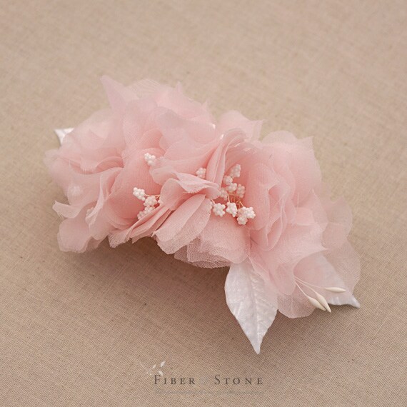 Wedding Combs store Decorative blush pink flowers headpiece Swarovski crystal bridal comb with flowers Floral bridal Comb wedding hair accessory