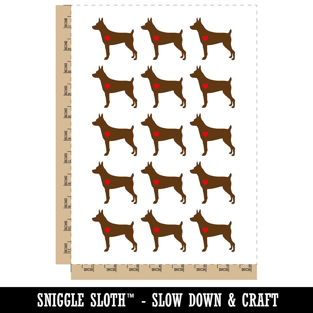 Rat Terrier Dog with Heart Temporary Tattoo Water Resistant Fake Body Art Set Collection (1 Sheet)