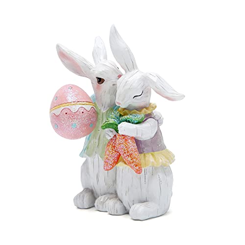 Hodao Easter Bunny Couple Decorations Spring Decors Figurines Tabletopper Decorations for Party Home Holiday Cute Rabbit Easter Day Couple Gifts Decorations