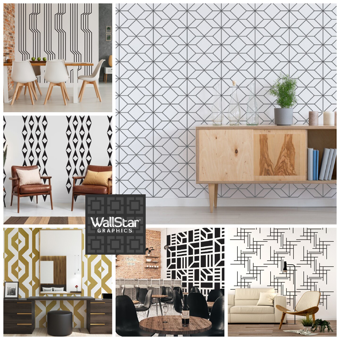 Geometric Wall Decal, Mid Century Modern Decor, Retro Rectangles Wall Pattern Decals, Modern Home Decor, Removable Apartment Decor - image7