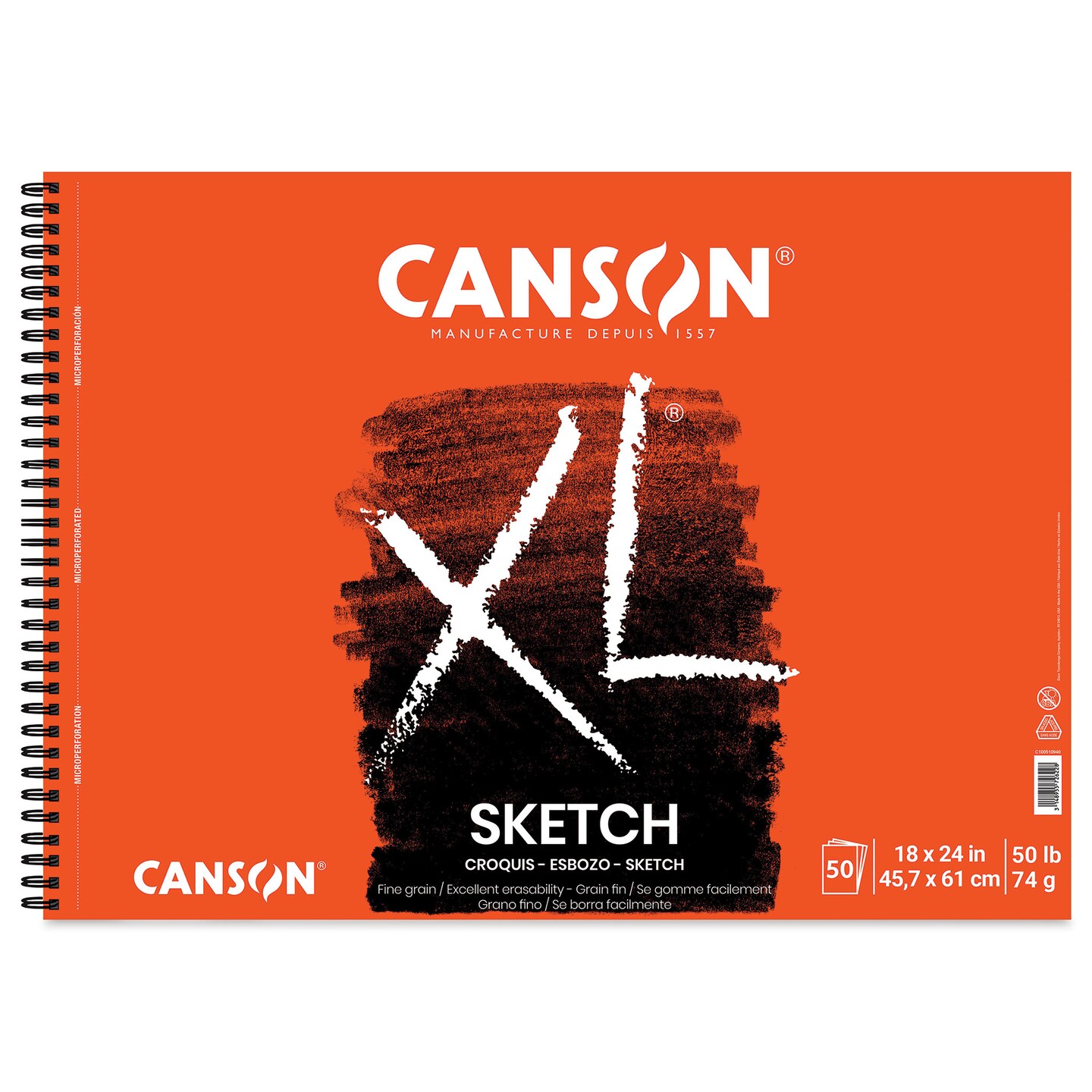 Canson XL Sketch Pad - 18&#x22; x 24&#x22;, Wirebound Top, 50 Sheets