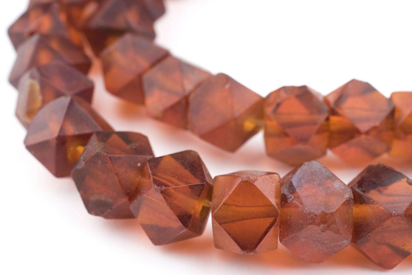TheBeadChest Old Dark Amber Vaseline Cube Beads 12mm Czechoslovakia Brown Glass 24 Inch Strand