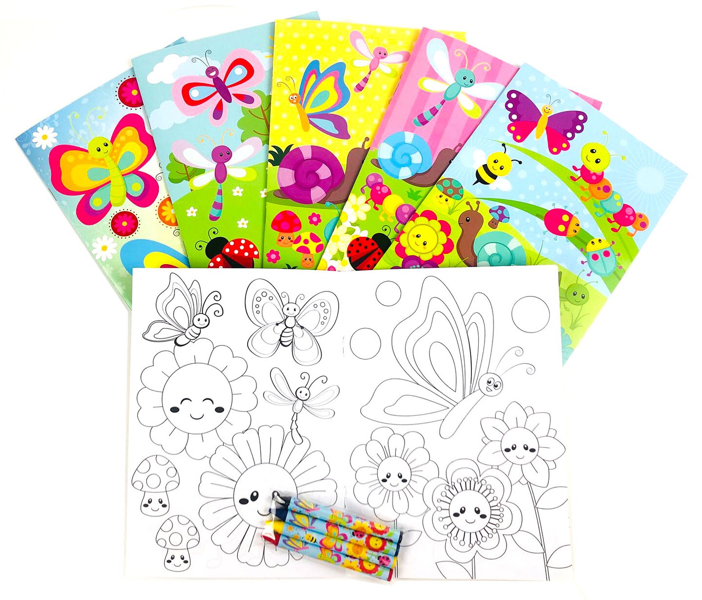 Tiny Mills Butterfly Spring Insect Coloring Books with Crayons Party Favors with 12 Coloring Books and 48 Crayons
