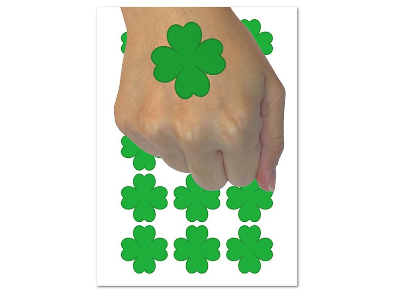 Four Leaf Clover Lucky Solid Temporary Tattoo Water Resistant Fake Body Art Set Collection 1 9362