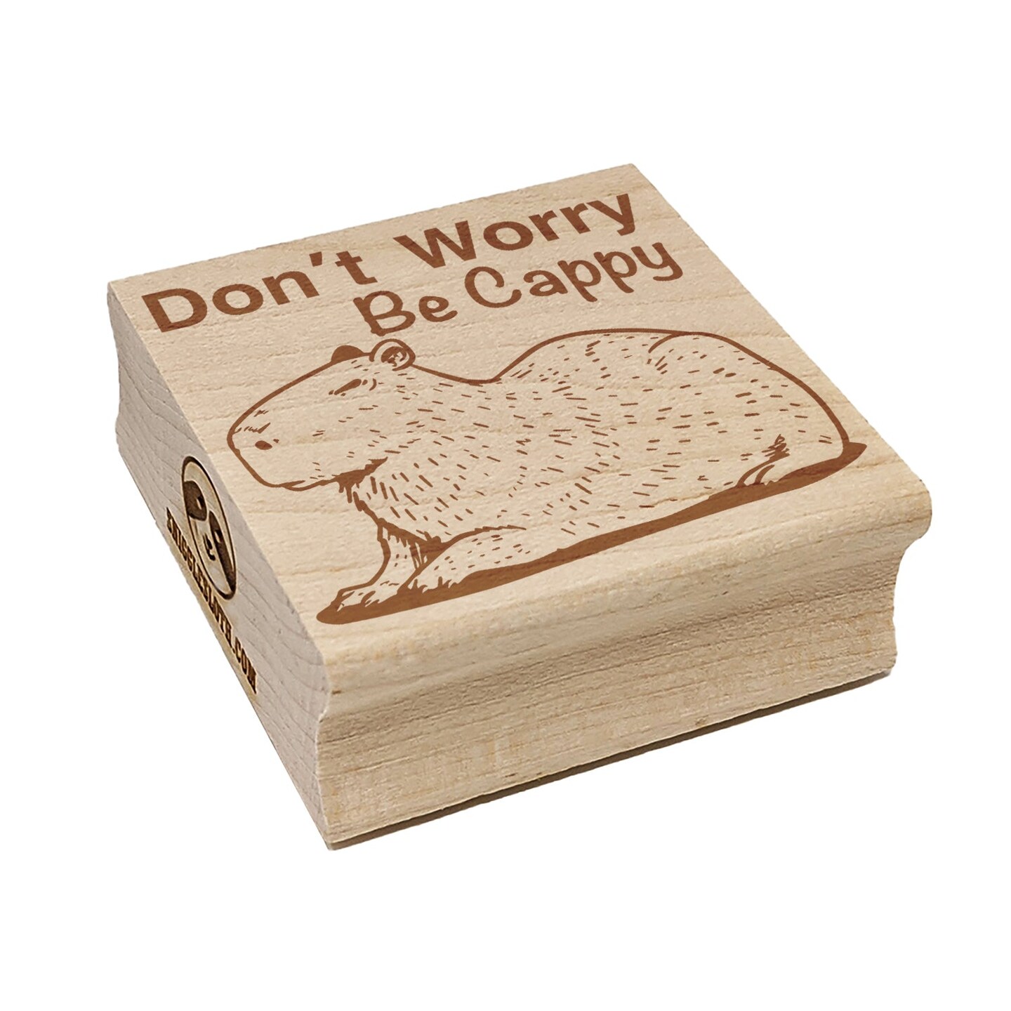 Don&#x27;t Worry Be Cappy Capybara Square Rubber Stamp for Stamping Crafting