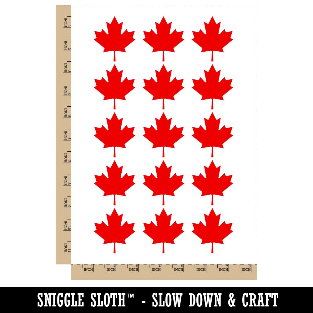 Canada Maple Leaf Temporary Tattoo Water Resistant Fake Body Art Set Collection (1 Sheet)
