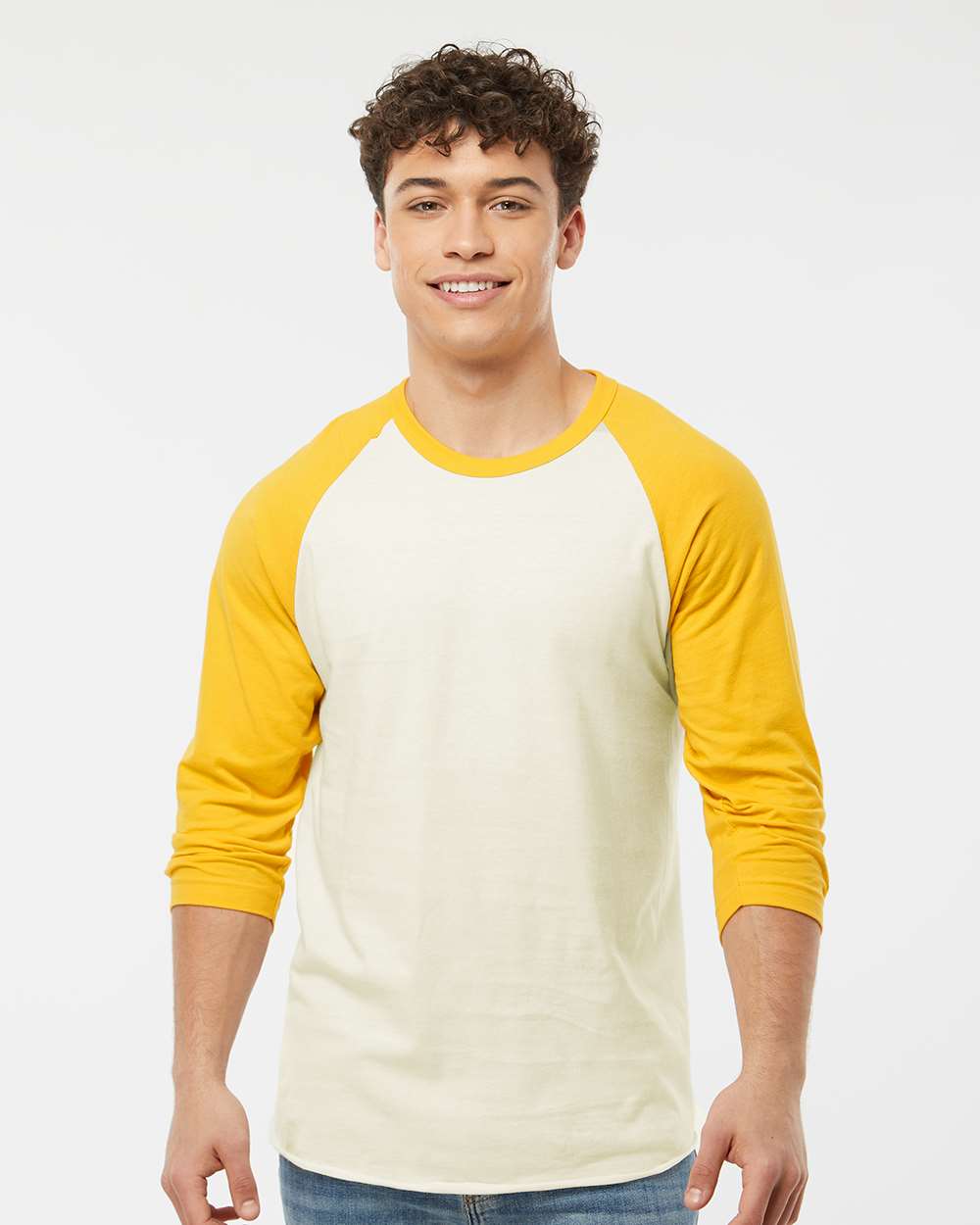TULTEX&#xAE; Fine Jersey Raglan Crewneck Three Quarter Sleeve T-Shirt