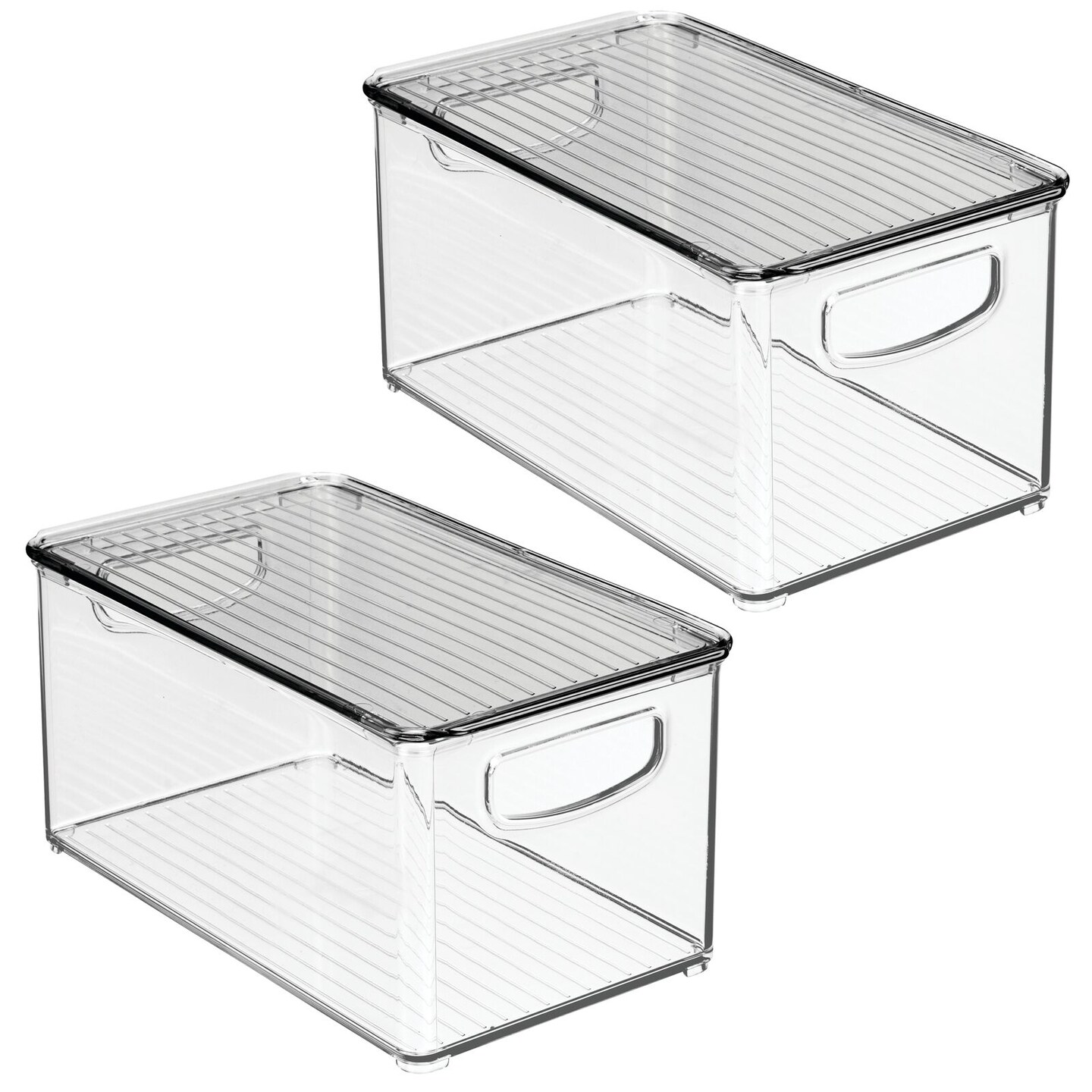 mDesign Plastic Storage Bin Box Container, Lid and Handles