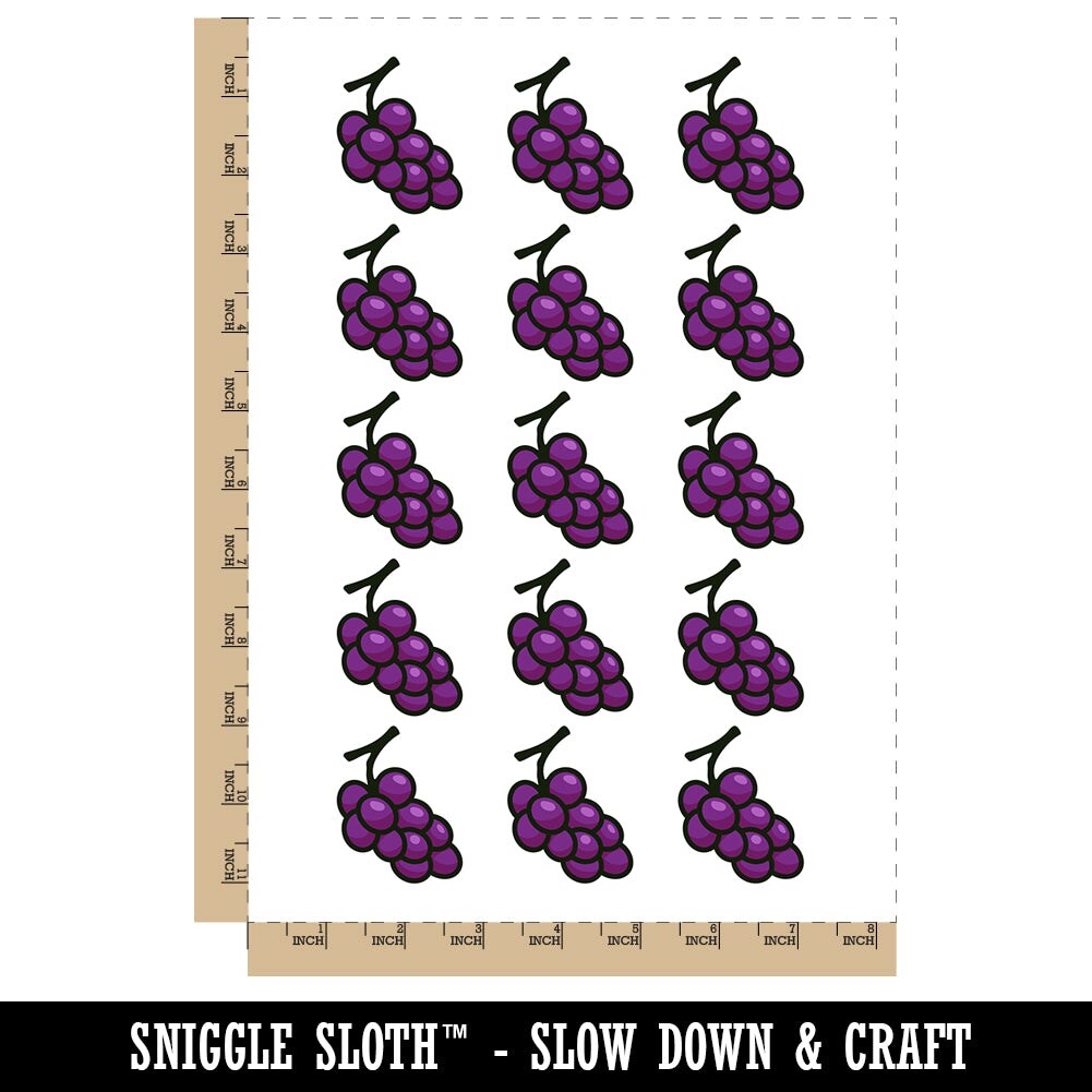 Grapes Outline Doodle Temporary Tattoo Water Resistant Fake Body Art Set Collection (1 Sheet)