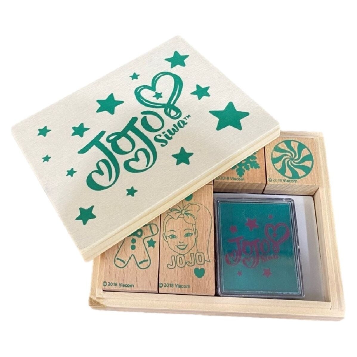 Jojo Siwa Wooden Stamper Set With Ink Pad 5 Stampers And Storage Box