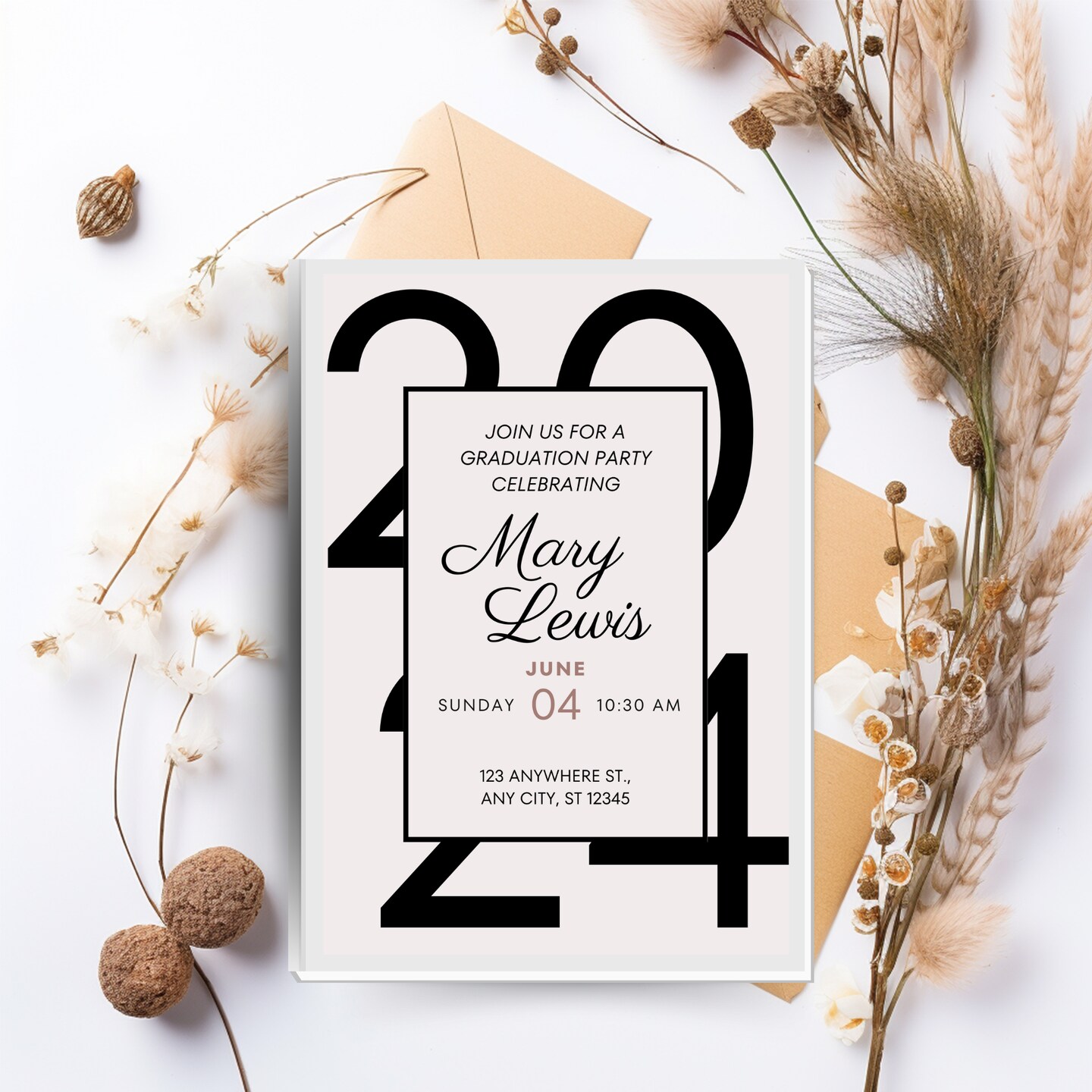 Personalized Graduation Invitation, Printable, Digital Download