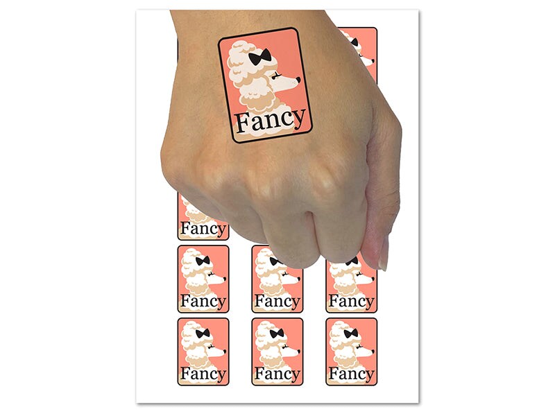 Fancy Posh Poodle Dog Bougie Temporary Tattoo Water Resistant Fake Body Art Set Collection (1 Sheet)
