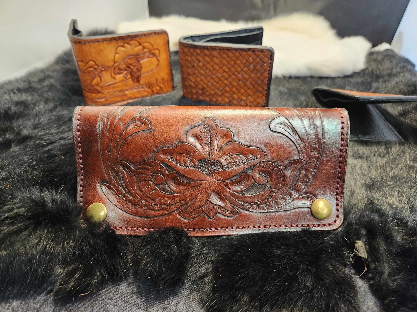 Hand Tooled Wallet, Trucker Style Leather Wallet | MakerPlace by