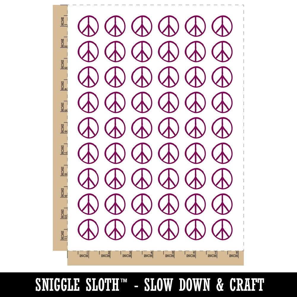 Peace Sign Sketch Temporary Tattoo Water Resistant Fake Body Art Set Collection (1 Sheet)