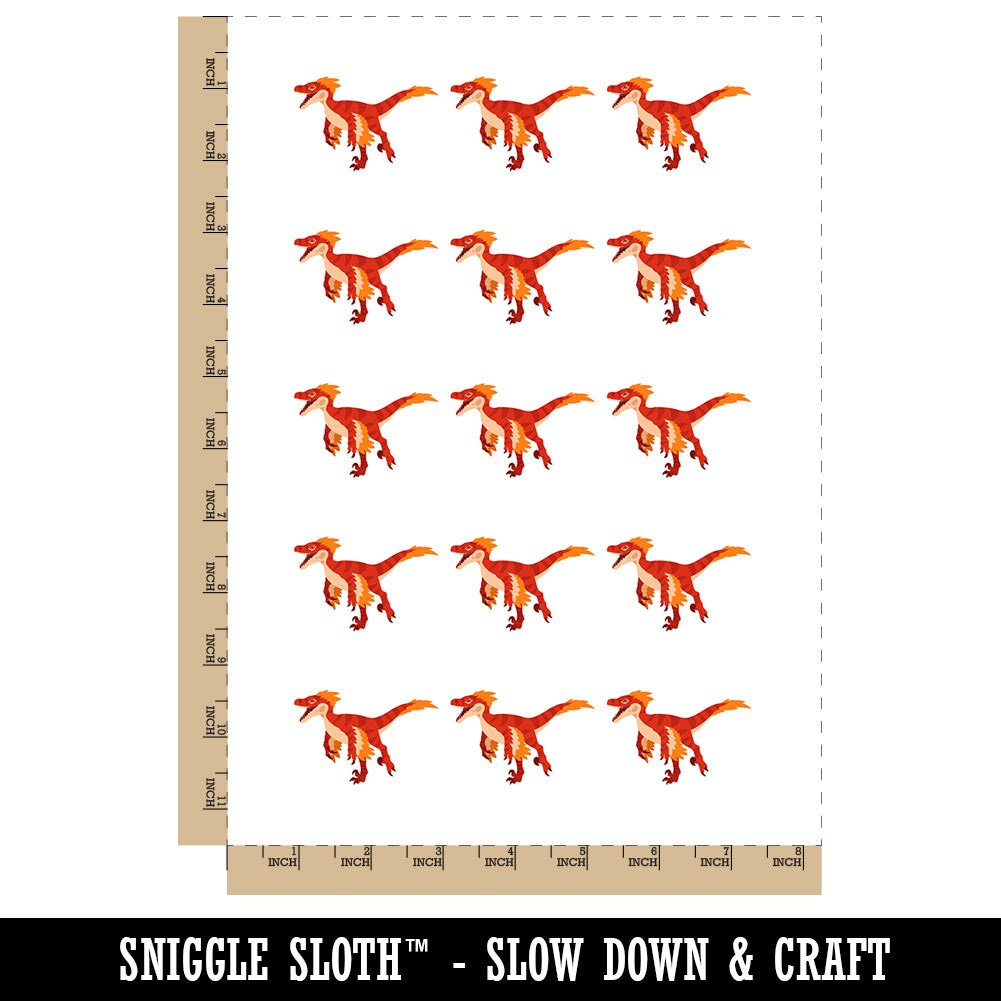 Velociraptor Dinosaur Running Temporary Tattoo Water Resistant Fake Body Art Set Collection (1 Sheet)