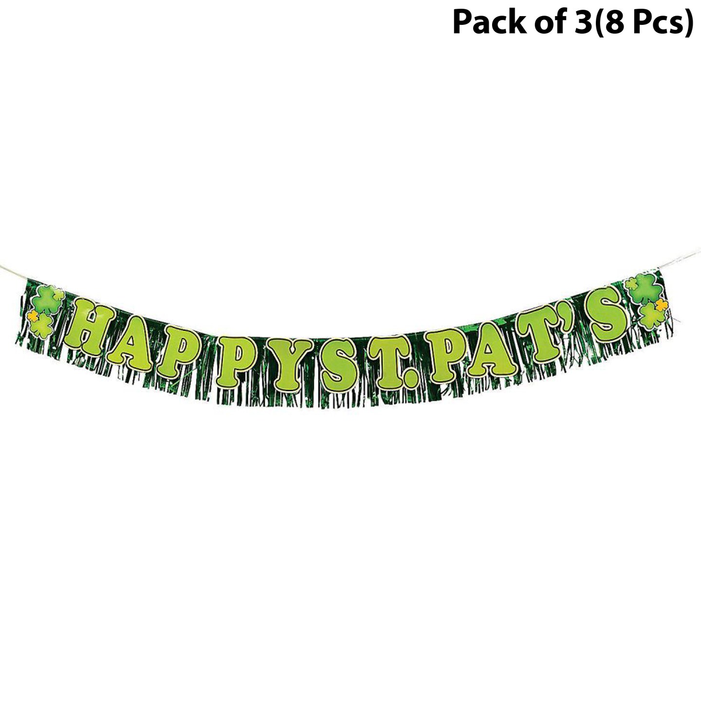 Fringed Metallic Banner (HAPPY ST.PAT’S) | 7 Feet long by 8 inches tall Crowned in Chrome Your Destination for Metallic Chic | RAHEEV®