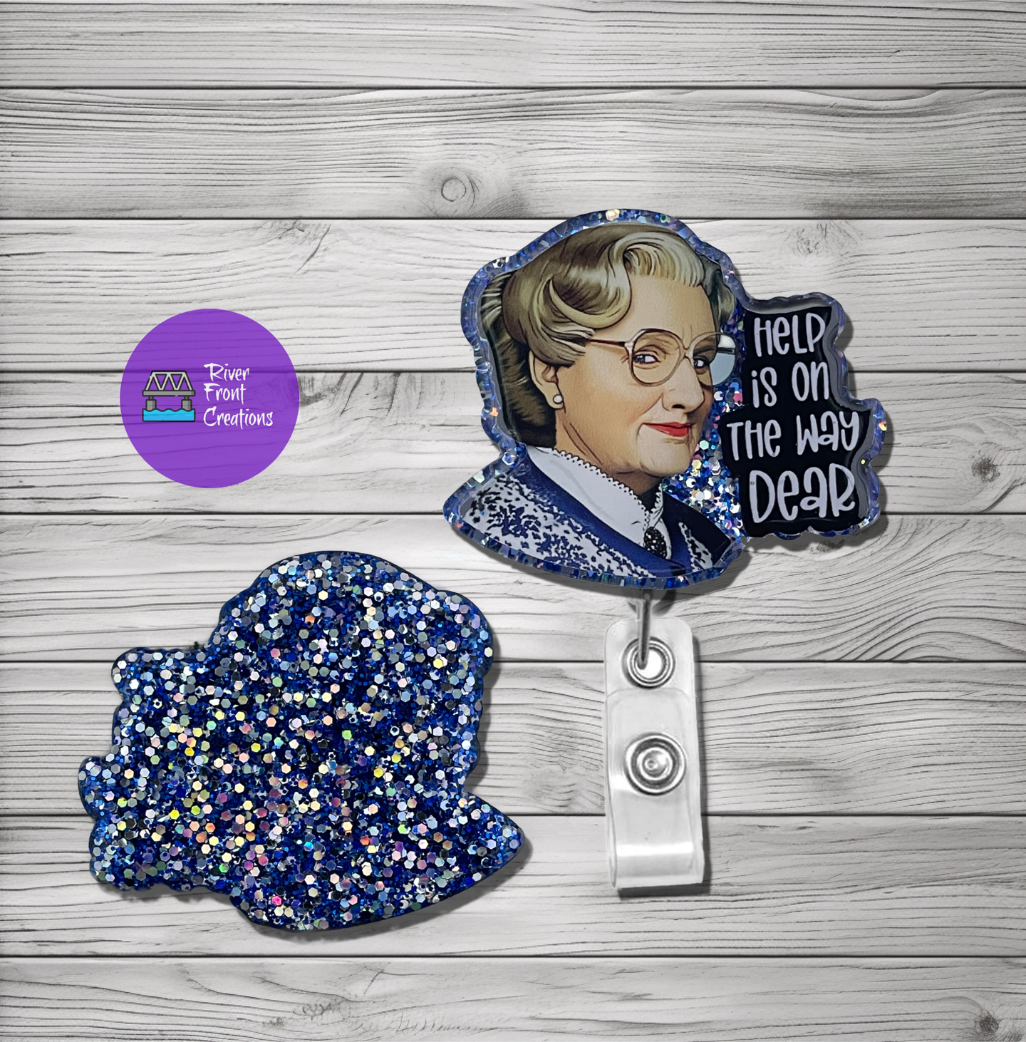 Badge Reel, Help Is On The Way Dear, Interchangeable, 2-inches, Badge ID,  Medical ID, Badge Holder, Funny Badge Reel