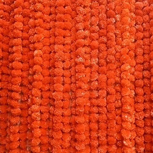 5 Pieces - 5 feet Marigold Garland |Indian/American Wedding Party Mantle Decoration, Faux Garlands Wedding Garland, Diwali Decoration, Spring Bush Floral! (Dark Orange)