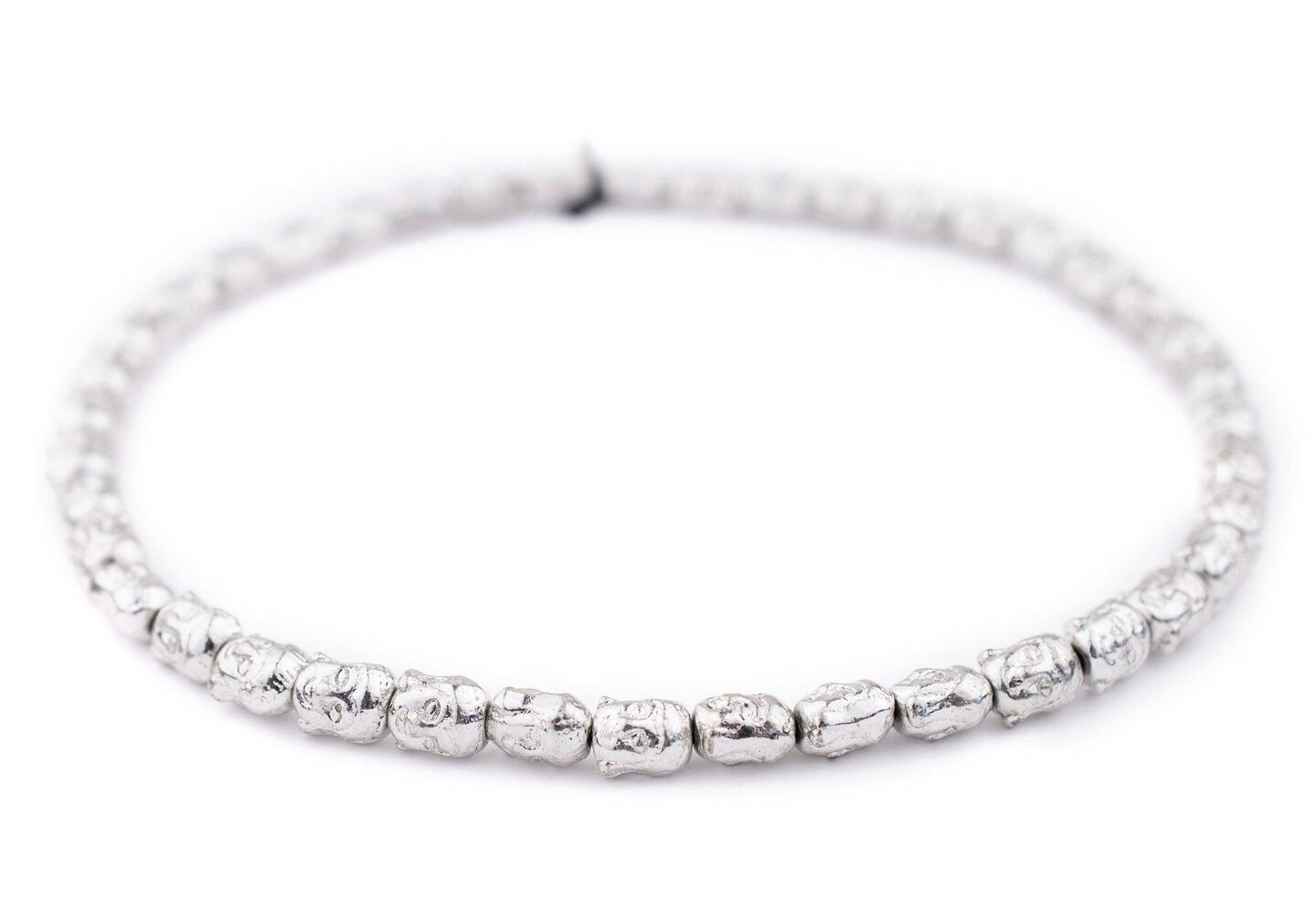 TheBeadChest Silver Buddha Beads, Full Strand of Quality Metal Spacers for DIY Jewelry Design