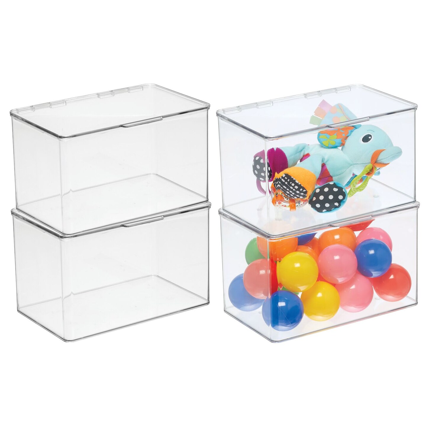 mDesign Plastic Playroom/Gaming Storage Organizer Box, Hinge Lid
