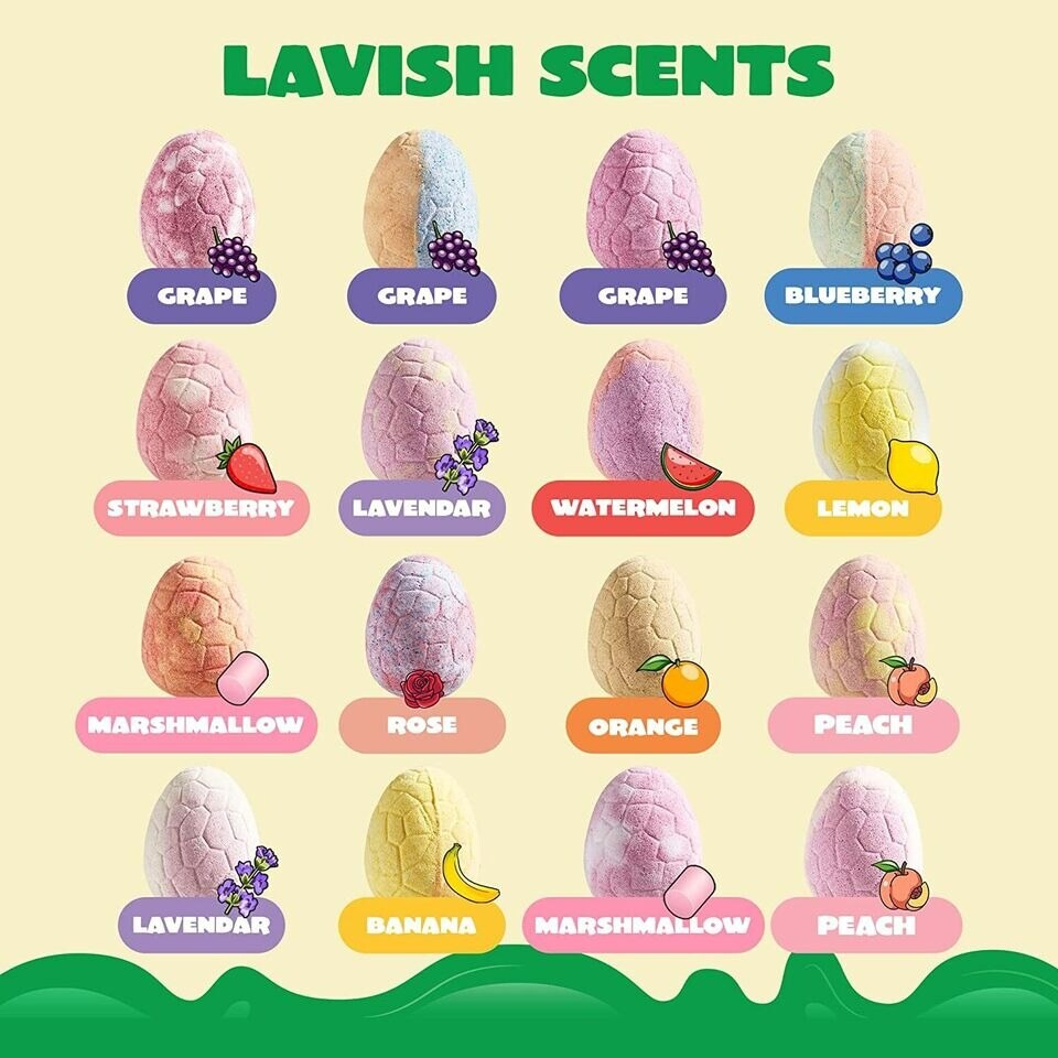 16 Packs Bath Bombs with dinosaur Toys, Easter Fizzy Bubble Bath Bombs