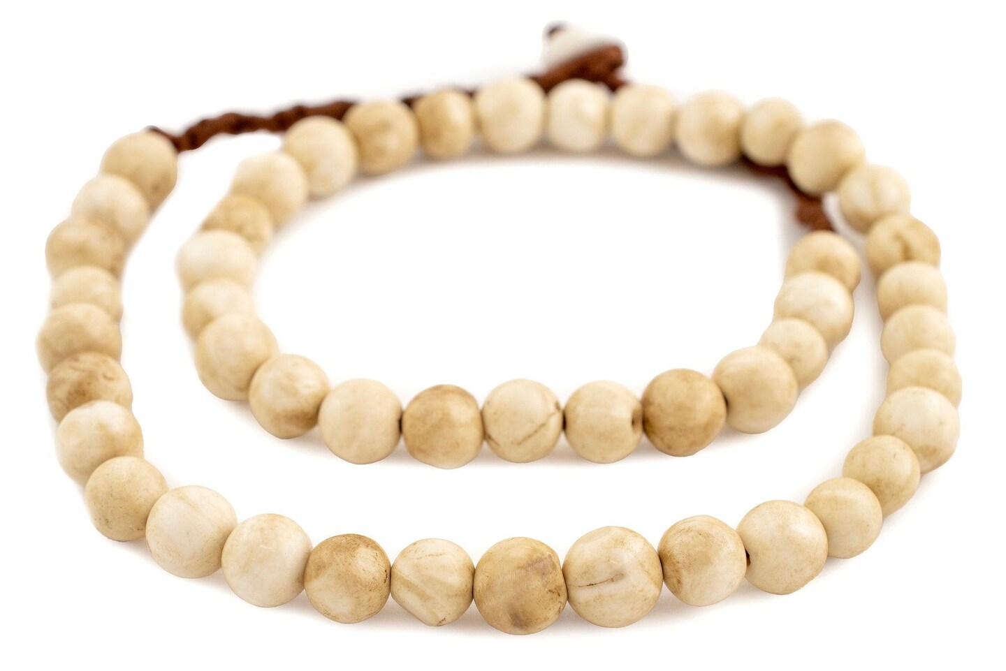 Naga Conch Shell Beads - Full Strand of Genuine Natural Ocean Seashell Beads from Nepal - The Bead Chest (Round 10mm, Vintage)