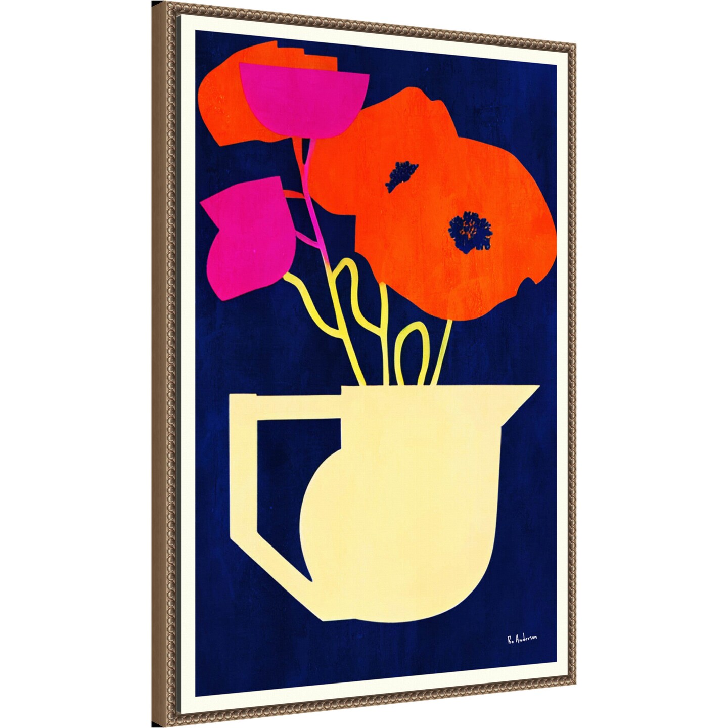 Bright a Sunny Poppies by Bo Anderson Framed Canvas Wall Art