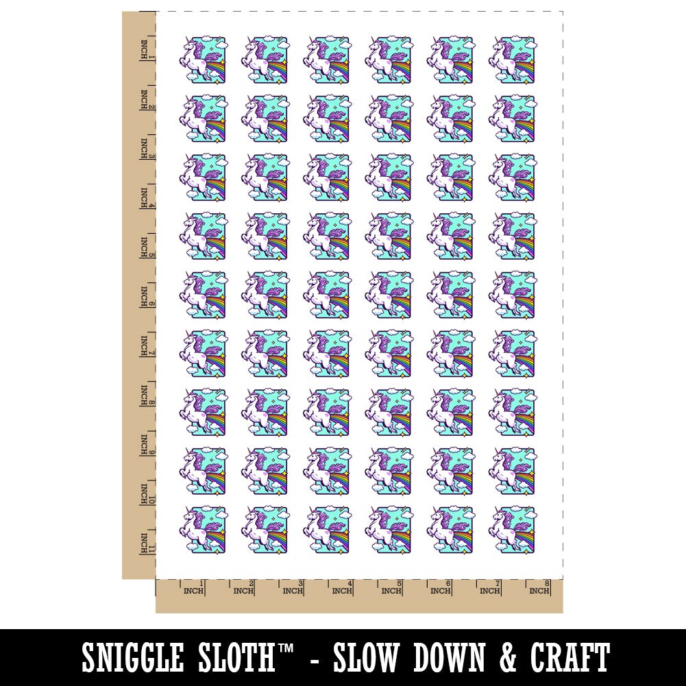Magical Unicorn Pooping Rainbow and Stars Temporary Tattoo Water Resistant Fake Body Art Set Collection (1 Sheet)