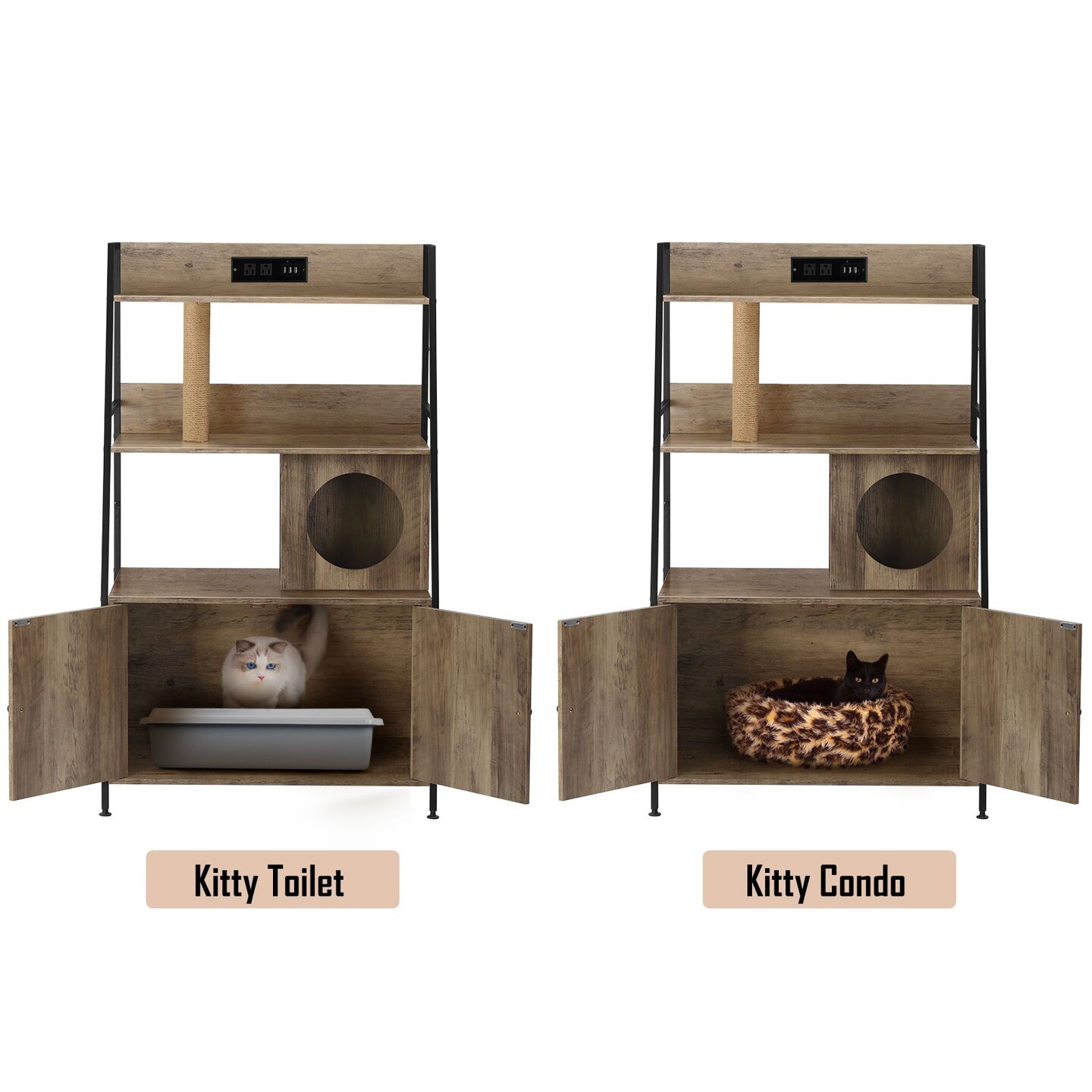 Litter Box Enclosure with Storage Shelves