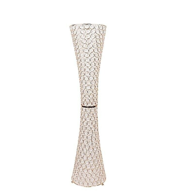 Gold 36 in Crystal Beaded Metal Hurricane Flower vase Centerpiece Party Events