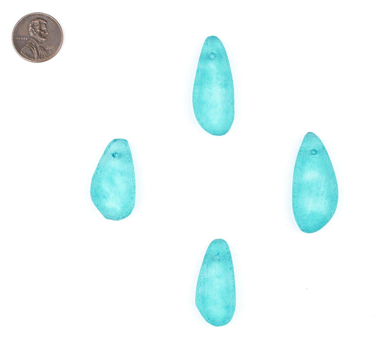 TheBeadChest Teardrop Sea Glass Pendants, Frosted Matte Eco-Friendly Translucent Recycled Glass Charms for Jewelry &#x26; Necklace Making