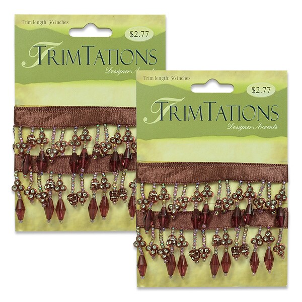 Pack of 2 Faux Rhinestone Flower Fringe Trim Pack of 36&#x22;