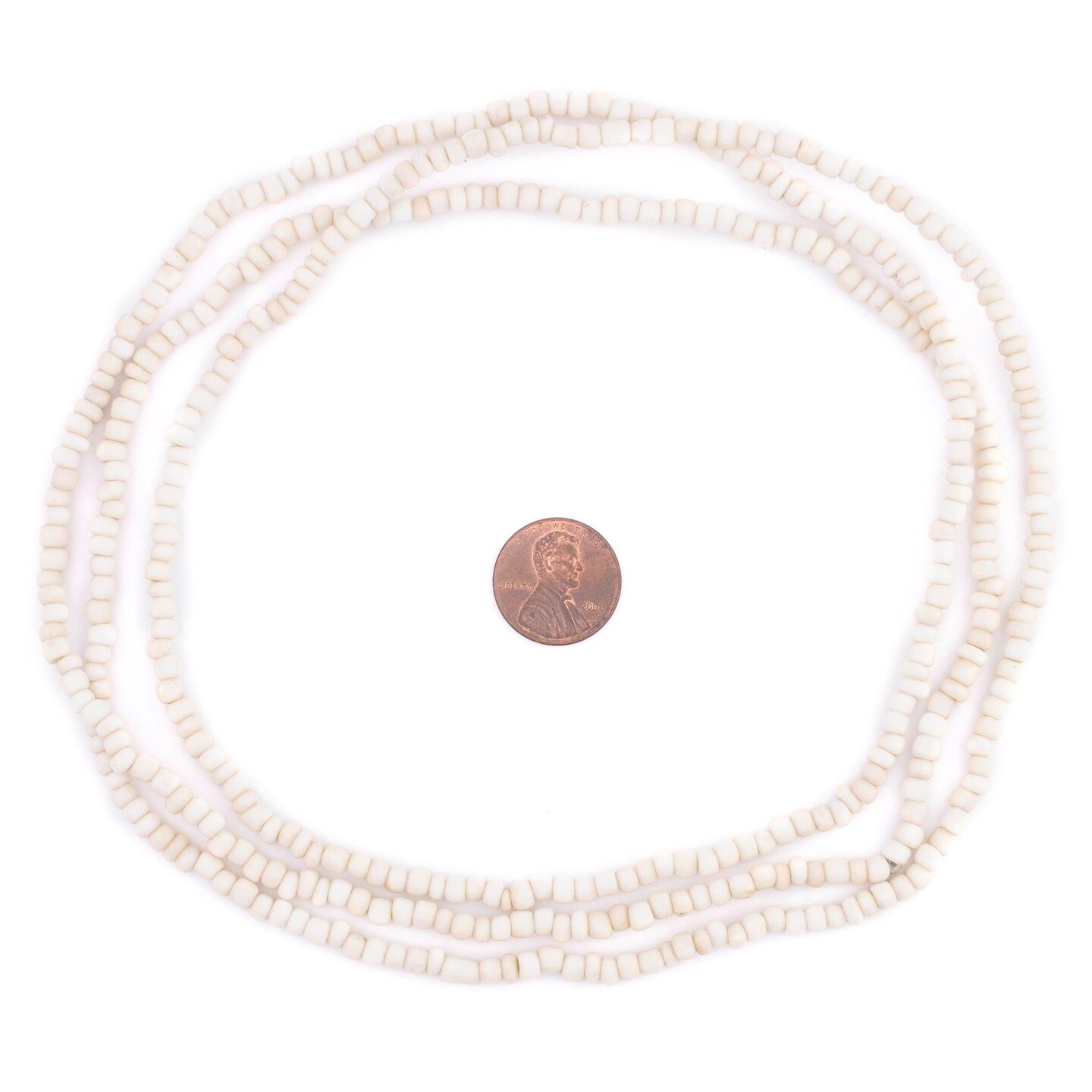 TheBeadChest Vintage-Style White Java Glass Seed Beads (4mm, 48&#x22; Strand)